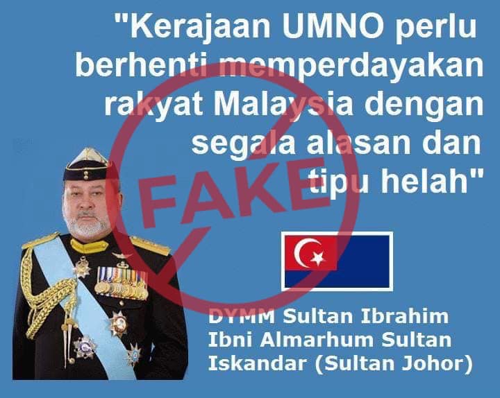 Gambar tular titah Sultan Johor kepada UMNO berita palsu