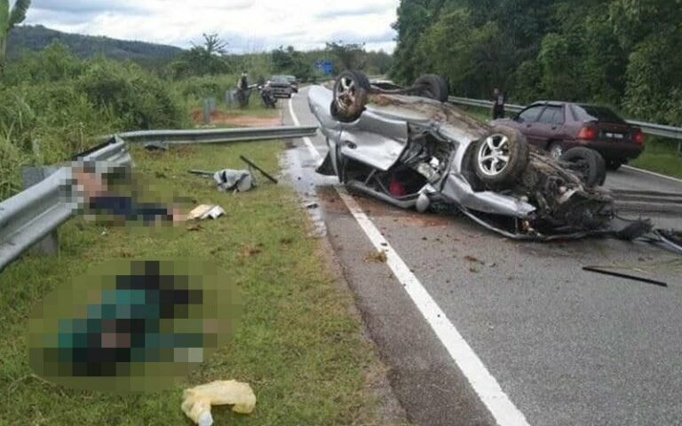Ibu maut, tiga ahli keluarga tercampak dari kereta