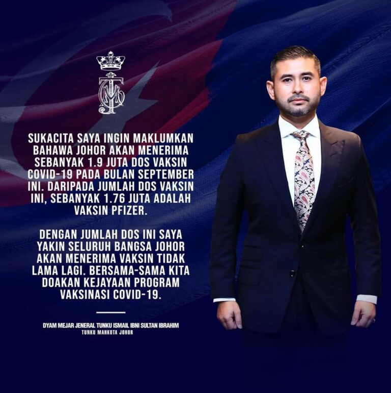 Johor terima 1.9 juta dos vaksin bulan ini