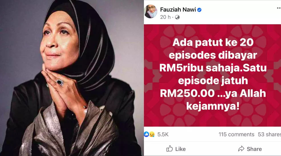 Satu episod RM250: Bayaran makin ‘sendu’, Fauziah Nawi luah perasaan