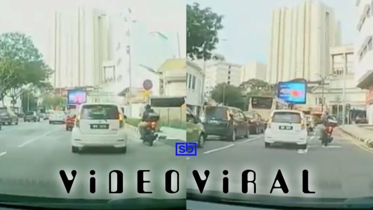 [VIDEO] Penunggang motor pecahkan cermin sisi Myvi diburu