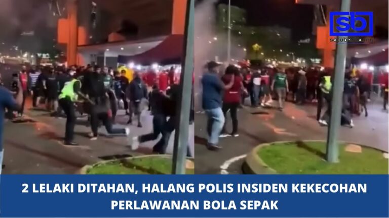 [VIDEO] 2 lelaki ditahan, halang polis insiden kekecohan perlawanan bola sepak 