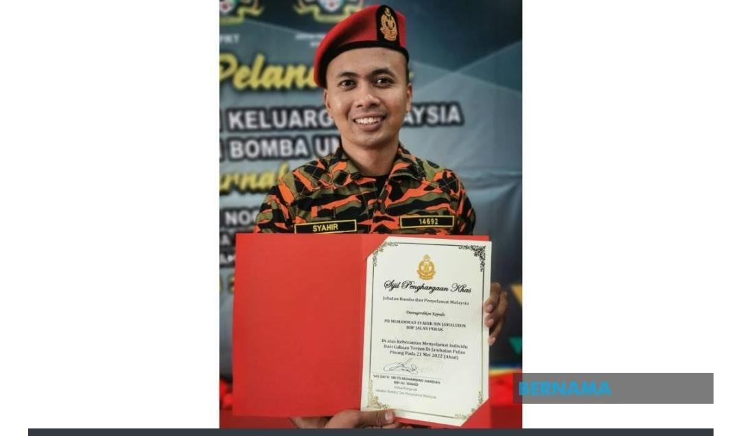 Anggota bomba selamatkan wanita cuba terjun jambatan diberi penghargaan khas