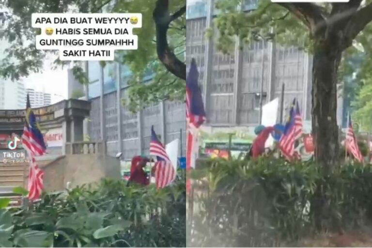 Lelaki gunting bendera jalur gemilang ditahan
