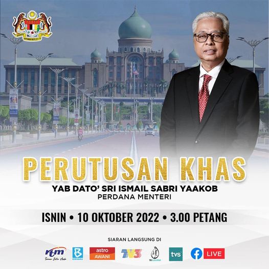 PM umum pembubaran Parlimen 3 petang ini