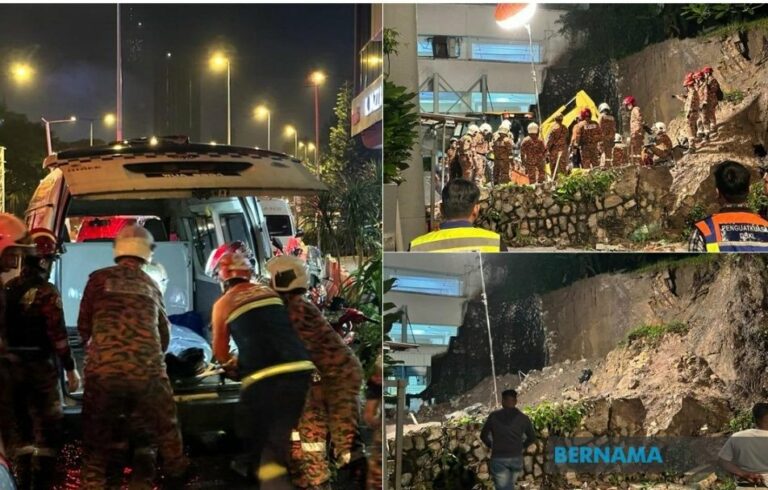 Pengawal Keselamatan maut tertimbus runtuhan penahan tebing di Wisma YPR